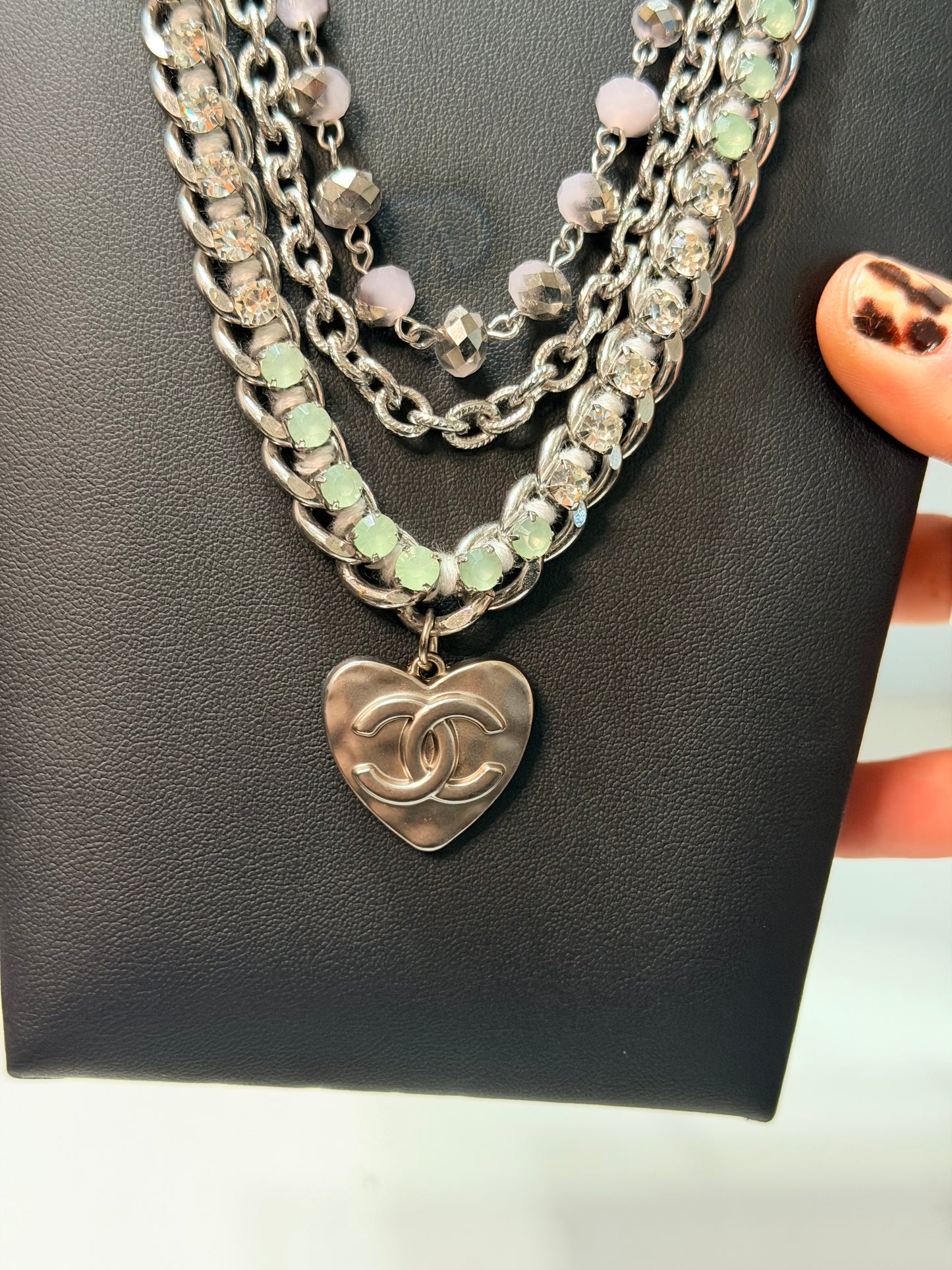 CC matte silver heart necklace