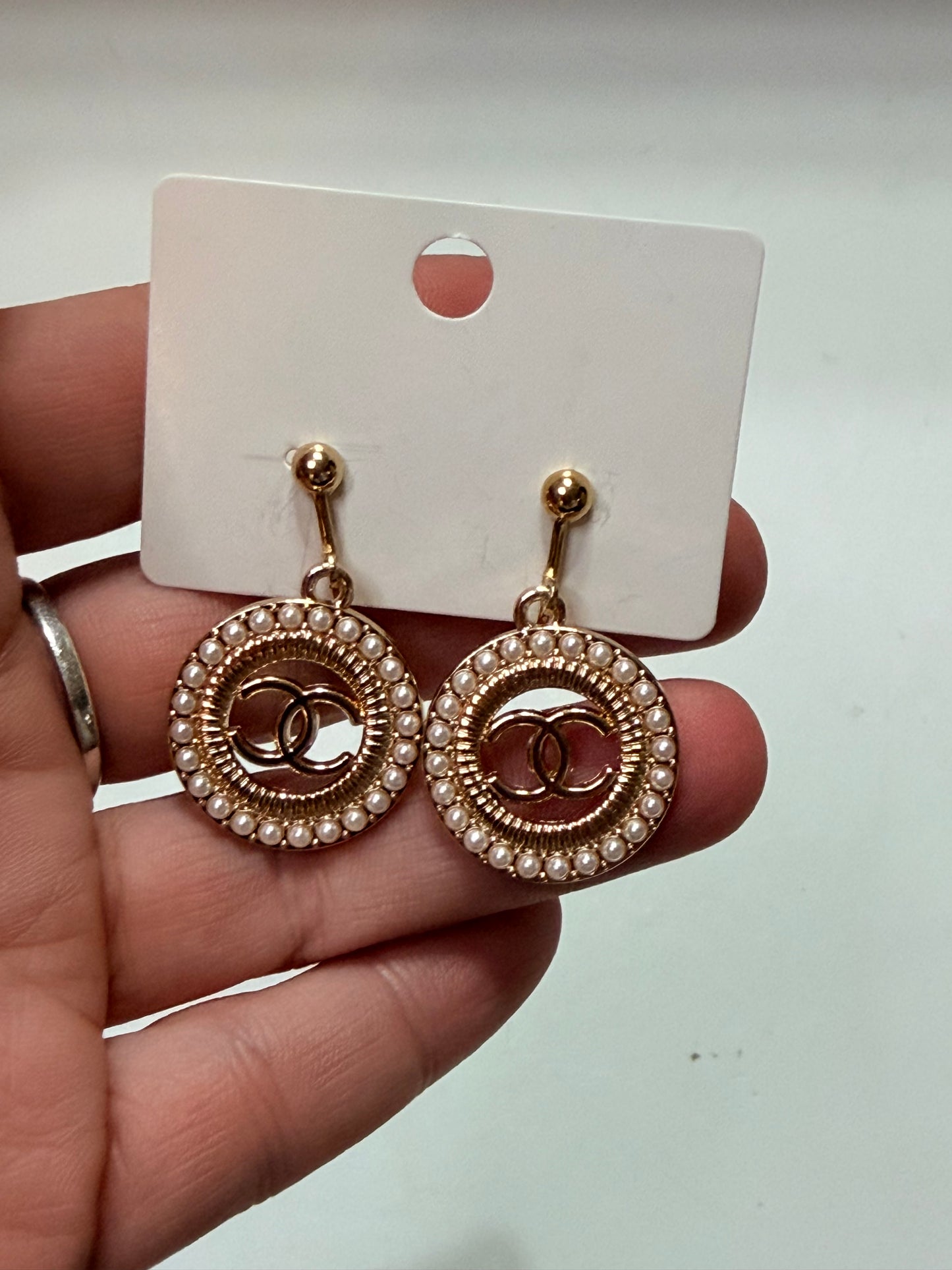 Pearl halo clip on earrings
