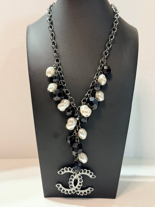 CC black and pearl necklace