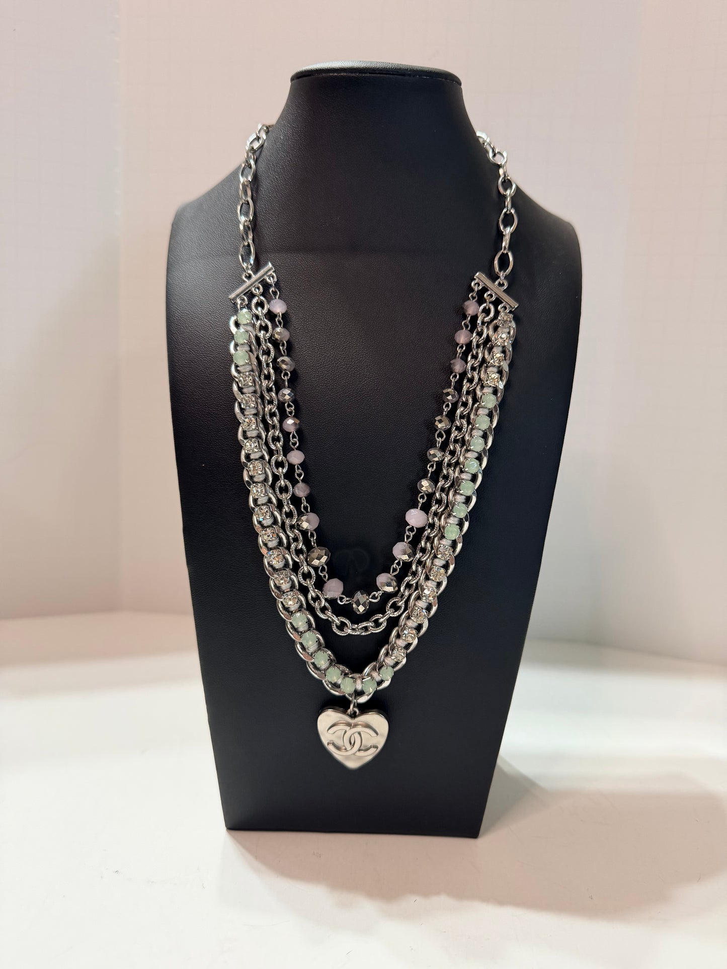 CC matte silver heart necklace
