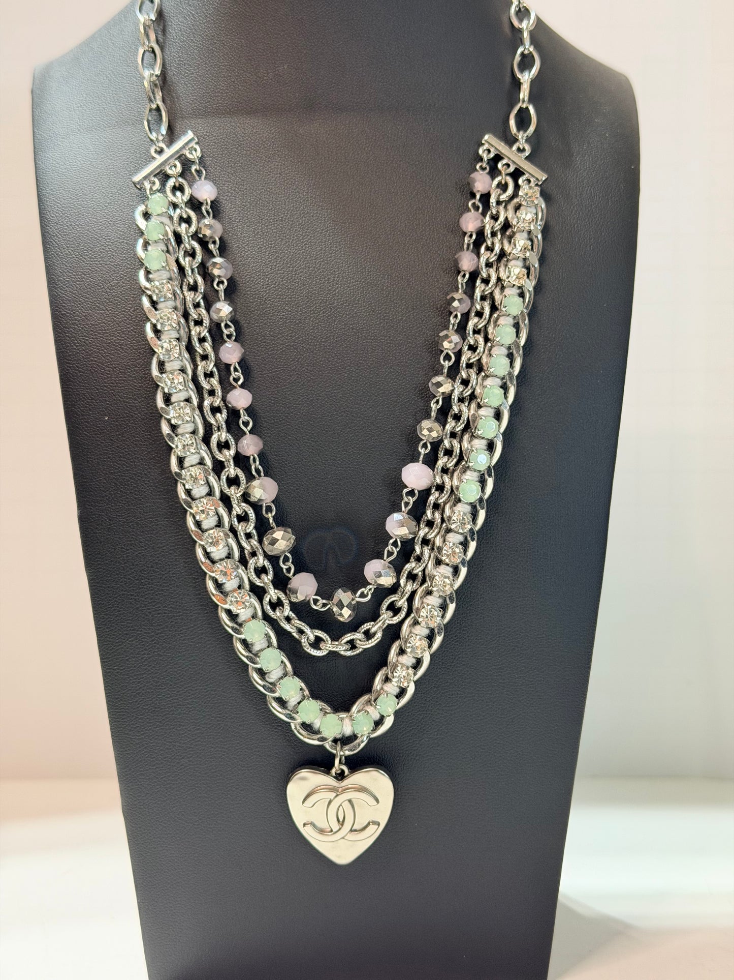 CC matte silver heart necklace