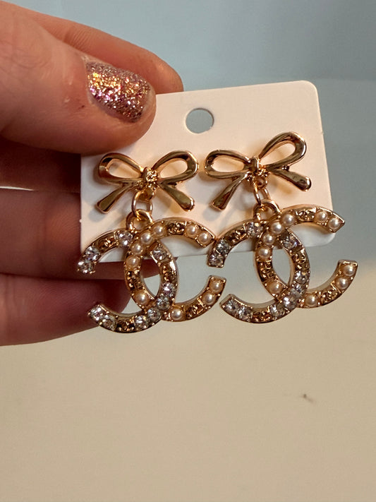 CC bow earrings