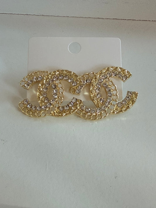 Large CC gold earrings