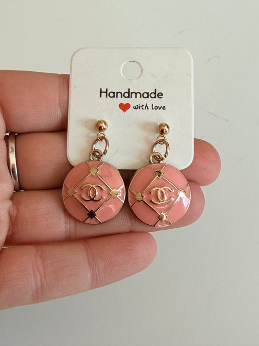 CC pink quilted earrings